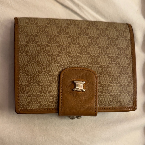 Celine Accessories - Celine Triomphe Monogram Compact Bifold Wallet in Tan/Brown